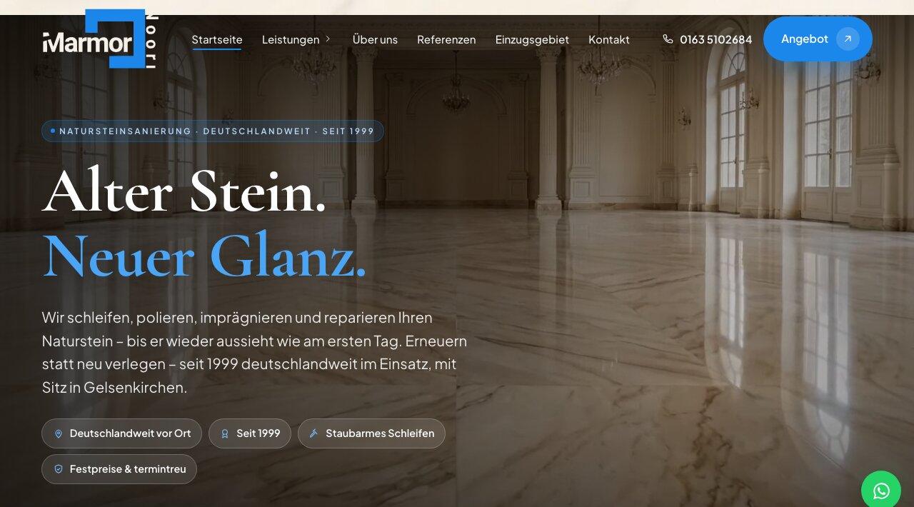 Startseite von Marmor Noori mit Naturstein-Vorher-Nachher